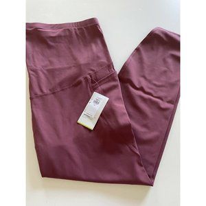 NWT Old Navy Maternity Full Panel Leggings 7/8 Pocket Maroon Powersoft Active XL
